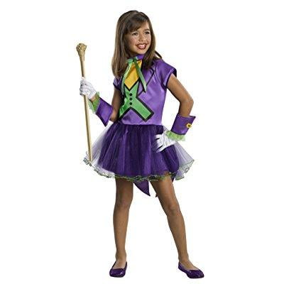 dc super villain collection joker girl's costume with tutu dress, small