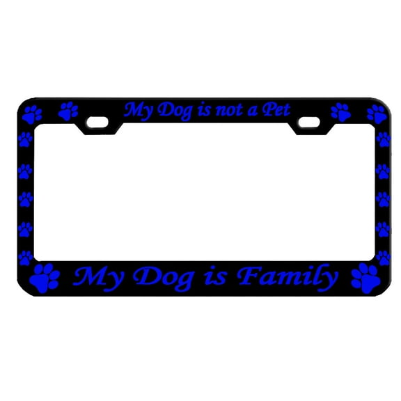 My Dog is Not a Pet My Dog is Family Style Heavy Duty Metal License Plate Frame Personalised/Car Accessories Car Tag Holder Cover (Black/line Blue)