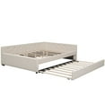 thumbnail image 5 of Euroco Full Size Upholstered Platform Bed with Trundle for Kids Teens, Beige, 5 of 9