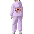 thumbnail image 3 of MEZZALL Girls Winter Outfits Sets Fuzzy Hoodie Joggers Sweatshirt Tops Hoodie Trousers Pants Comfy Casual Two Piece Cartoon Playwear Bowknot Print Holiday Long Sleeve Clothing Sets, 3 of 6