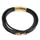 thumbnail image 3 of Pulsera para hombre, estilo sencillo, con hebilla magnética, de oro negro y varias capas, hecha a mano, de cuero trenzado, 3 of 15