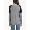 thumbnail image 6 of Anyjoin Women's Long Sleeve Tunic Tops V Neck Color Block Tops Loose Casual Blouse, 6 of 6