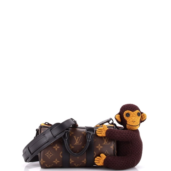 Pre-Owned Keepall Bandouliere Bag Monogram Canvas with LV Friends Plush Monkey XS By Rebag