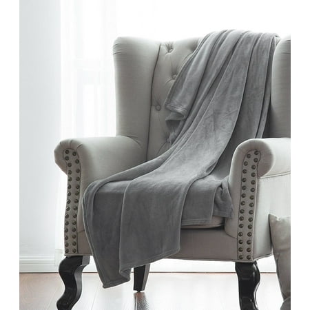 Applique Fleece Blanket - Microlight Plush Solid Fleece Throw Blanket, Gray, 50