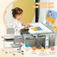 thumbnail image 5 of Kids Bedroom Furniture Qaba Kids Desk and Chair Set, School Study Desk with USB Light, Storage Drawer for Writing, Activities, Arts, or Crafts, Gray and White,Baby Cribs, 5 of 10