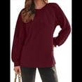 thumbnail image 2 of Camisas de Larga para Mujer, Blusas de Encaje, Ropa Informal de Negocios, Moda de Otoño, Blusas Tejidas Y2k Vino Tinto L, 2 of 8