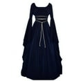 thumbnail image 4 of nerohusy Medieval Dress for Women Vintage Renaissance Costumes Pirate Peasant Dresses Gothic Corset Floor Length Halloween Long Dresses 2025 Navy,M, 4 of 5