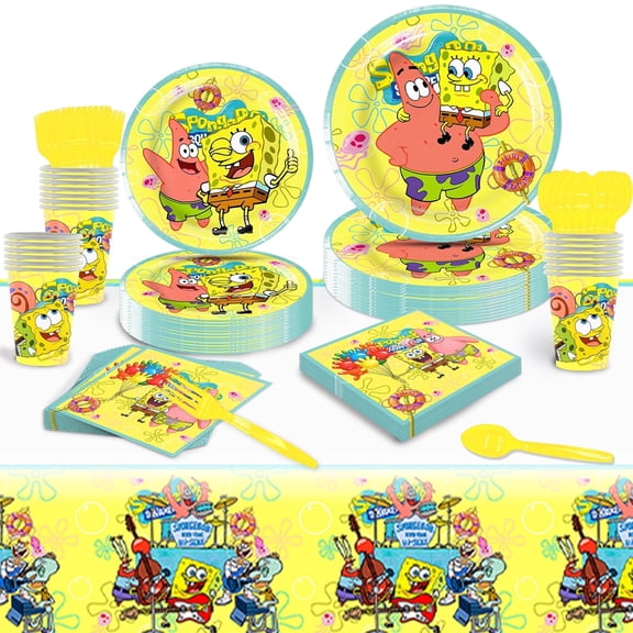 Raveparty SpongeBob Birthday Party Decorations for 121Pcs 20 Guests, SpongeBob Plates and Napkins Party Supplies, SpongeBob Theme Tableware Set for kids Birthday Party
