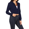 thumbnail image 2 of Women's Basic Casual Cotton Fleece Long Sleeves Solid Full-Zip Cropped Sweatshirt Hoodie, 2 of 4