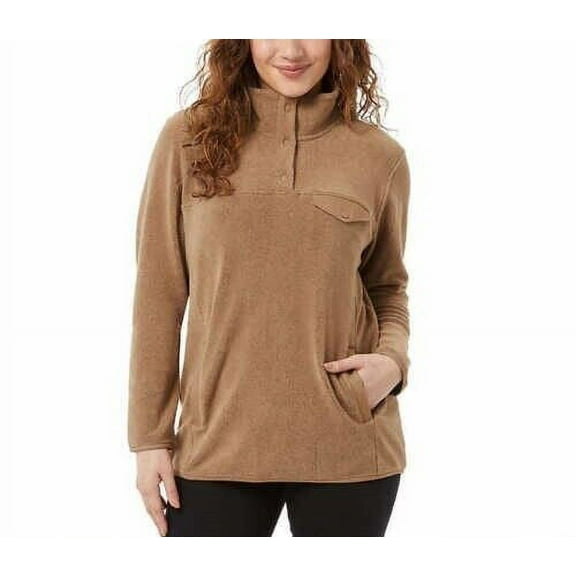 32 Degrees Ladies' Snap Arctic Fleece Pullover Wood Smoke, XXL