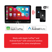 Dual Electronics 10.1 Touchscreen Car Stereo Receiver with Wireless Apple CarPlay & Android Auto – Includes Single & Double DIN Adapters, Bluetooth, USB – DMCPA10W (New)
