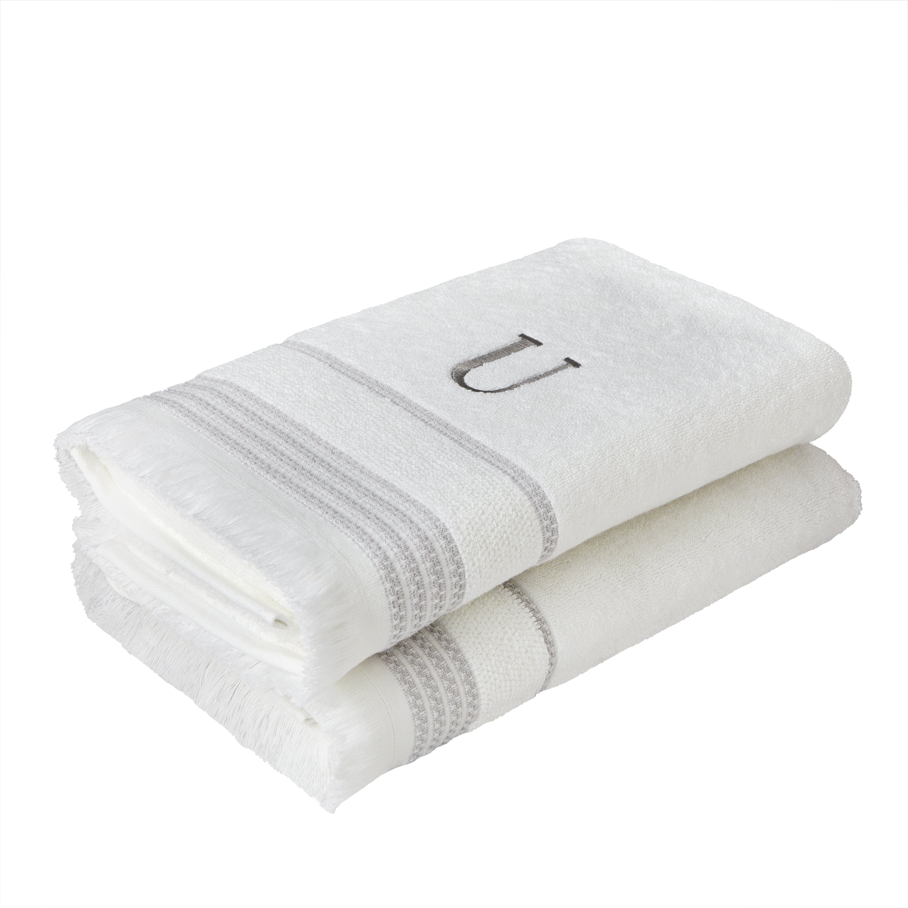 SKL Home Casual Monogram Bath Towel, "U", White