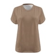 thumbnail image 3 of Hecho para Más Camisa Mujeres de Cuello en V de Gran Tamaño de Manga Corta Top Sólido, Base de Verano Deportivo Tee para el Uso Diario Y Casual Del Hogar, Bastidor de Imitación Ligero, 3 of 6