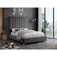 thumbnail image 4 of Meridian Furniture Via Rich Velvet Queen Bed in Gray, 4 of 8