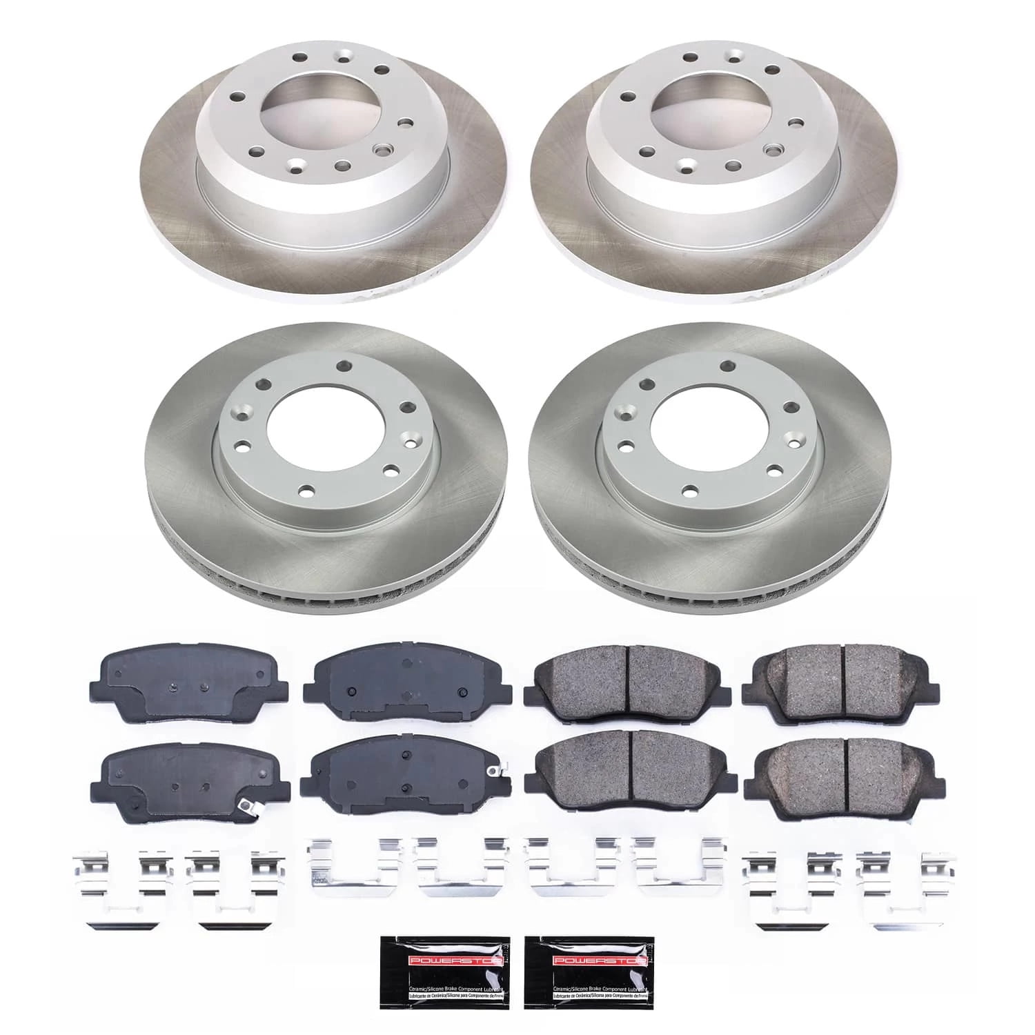 PowerStop Front and Rear Semi-Coated Rotor and Low-Dust Ceramic Brake Pad Kit SC5831