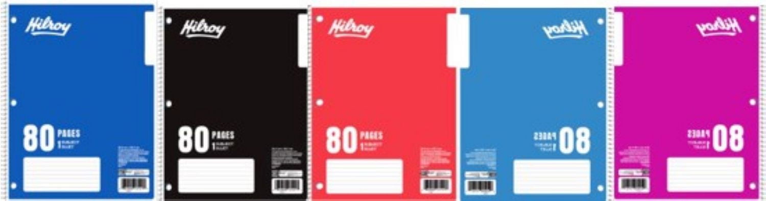Hilroy® Coil Notebooks 3 Hole with Margin 1 Subject, 10-½ X 8, 80 Pages, 1 Subject Notebook