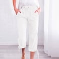 thumbnail image 5 of Outfmvch Ankle Pants for Women Straight Gauze Pants Flowy Cropped Beach Work Trousers Palazzo Pants with Pockets Paper Bag Pants Capri Pants with Lace Side Cropped Lounge Trousers White S-3XL, 5 of 7