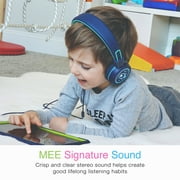 MEE audio KidJamz KJ55 Safe Listening USB-C Kids Headphones with LED Lights for Boys and Girls / Students / School / Library / Classroom (Blue)