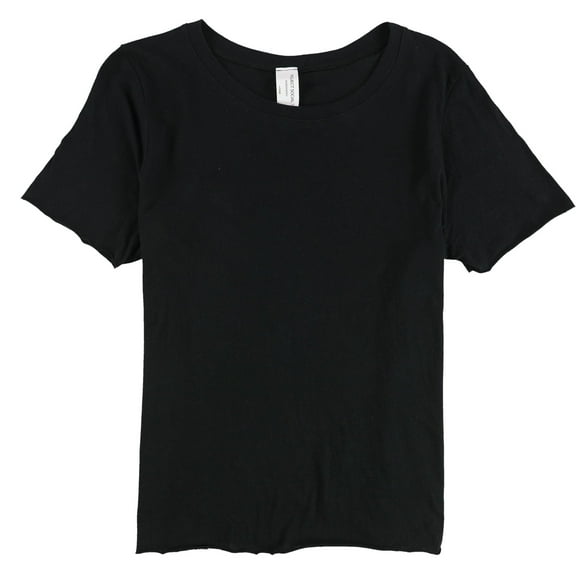 Project Social T Womens Solid Raw Hemline Basic T-Shirt, Black, Large