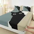 thumbnail image 3 of Manfei Cute Cat Queen Sheet Sets,Pet Animal Flat Sheet,Black Kitten Queen Fitted Sheet For Boys Girls,Ultra Soft Room Decoration,4-Piece, 3 of 7