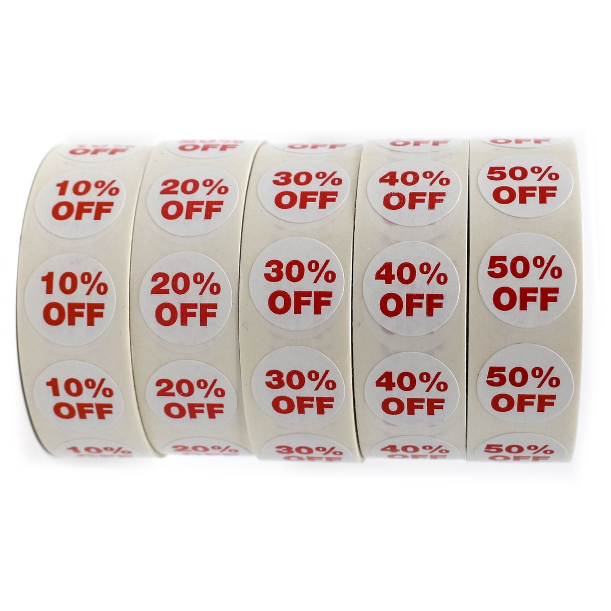 5000 3/4" Round Self-Adhesive Sale Sticker Bundle Pack - 50%, 40%, 30%,  20%, 10% Off - 1 Roll of Each - Walmart.com