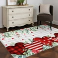 thumbnail image 4 of Valentine's Day Washable Area Rug 2.7 x 5 ft Red Heart Green Eucalyptus Roses Petals Plaid, Soft Non Slip Rugs Stain Repellent Indoor Felt Carpet for Living Dining Room Bedroom Home Office, 4 of 9