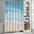 thumbnail image 5 of Summer Blue Beach Shower Curtain, Coastal Nautical Watercolor Gradient Ocean Waves Waterproof Shower Curtain Set with 12 Hooks Lightweight Bath Curtains Fabric Bathroom Decor 72x84 Inches, 5 of 9