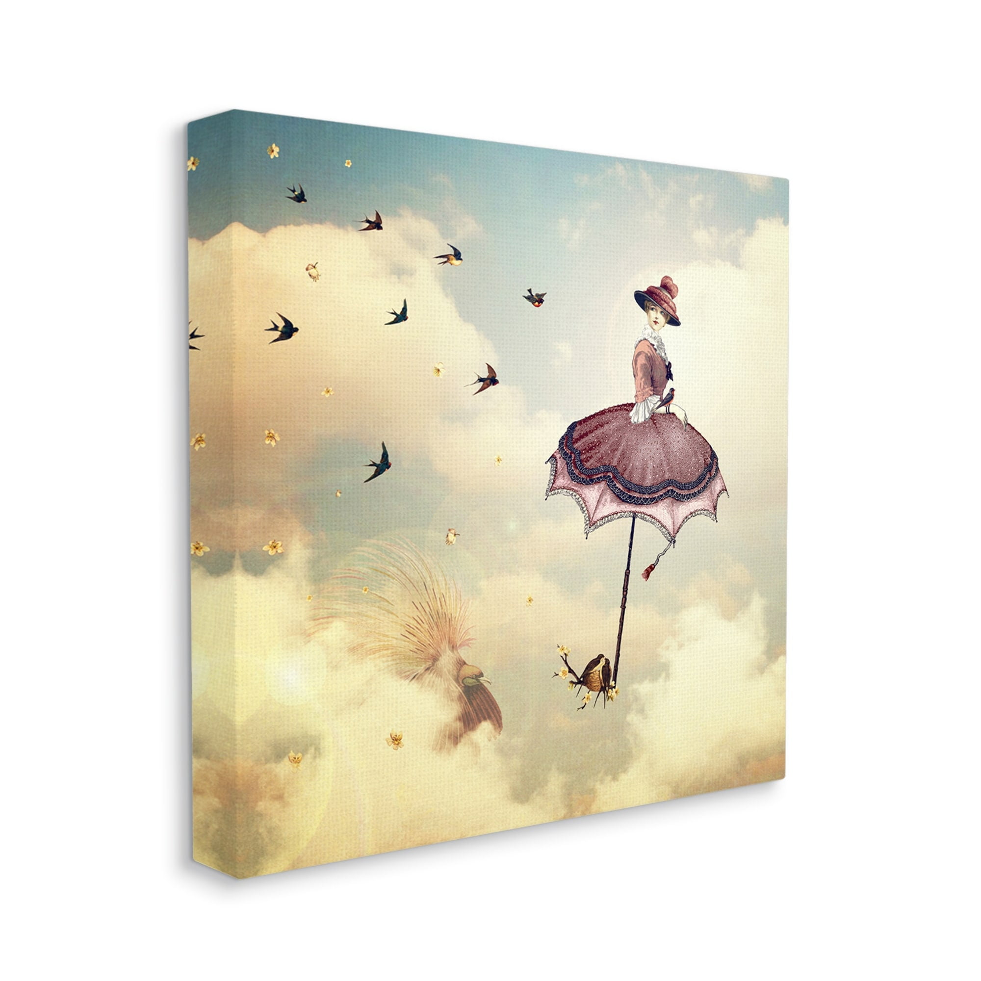 Stupell Industries Birds Flying Surreal Woman Clouds Fantasy Illustration Canvas Wall Art, 17 x 17, Design by Paula Belle Flores