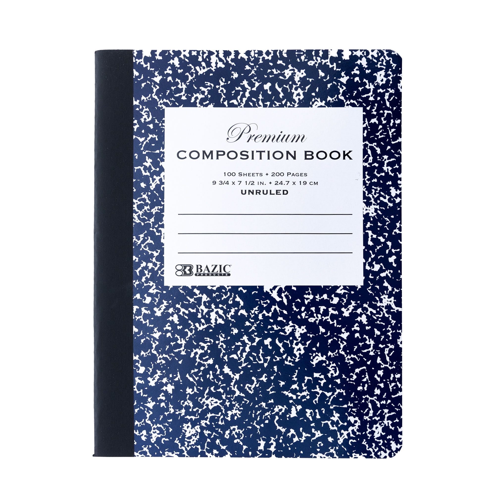 BAZIC Composition Book Blue Marble Unruled Ruled 100 Sheet Notebook, 1-Pack