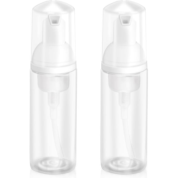 2oz Plastic Pump Bottle, Empty Bottle Travel Foaming Dispenser for Hand Soap, Shampoo (2Pcs, 60ml)