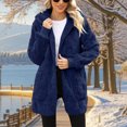 thumbnail image 6 of adaychics Long Fleece Coat Women Oversized Solid Color Cardigan Long Warm Winter Hoodie Coat for Dating Streetwear, 6 of 7