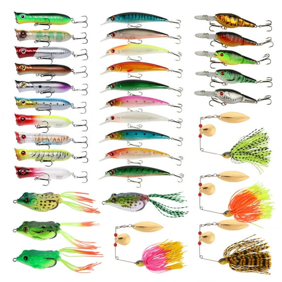 Goture Fishing Lure Set Soft and Hard Lure Including Spinner Baits Minnow Frog Popper Spoon Jigs Jointed Swimbaits for Freshwater Saltwater