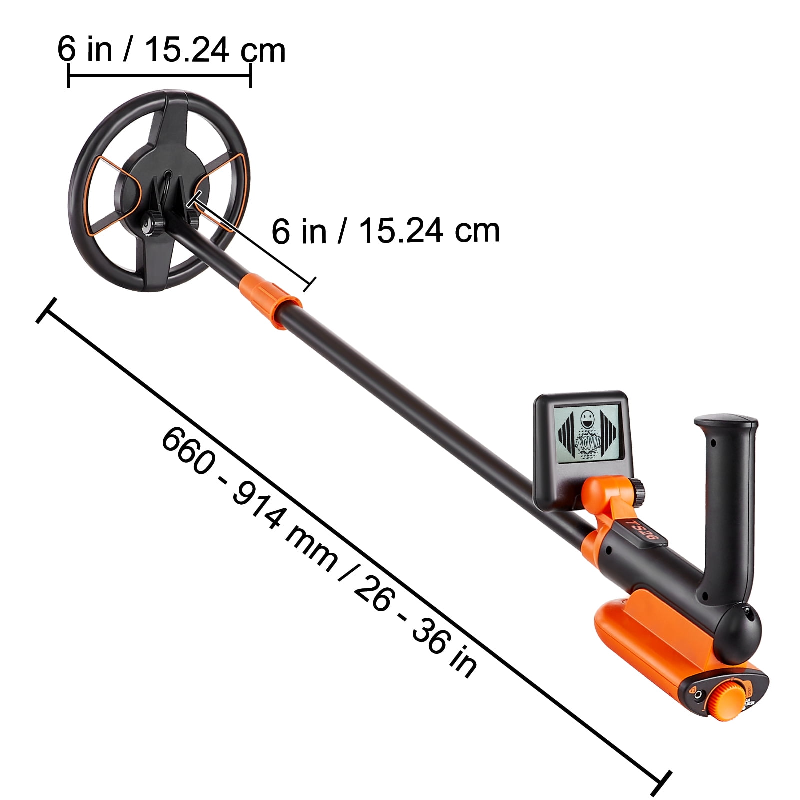 KFFKFF 6" Metal Detector with LCD Display, 26"-36" Adjustable Stem for Kids and Adults, 2 Modes Gold Detector with IP68 Waterproof Coil, Suitable for Beaches, Backyards, Hiking