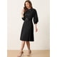 thumbnail image 2 of Vestido de encaje floral Allegra K para mujer mangas 3/4 panel con cinturón línea A plisado Negro M, 2 of 5