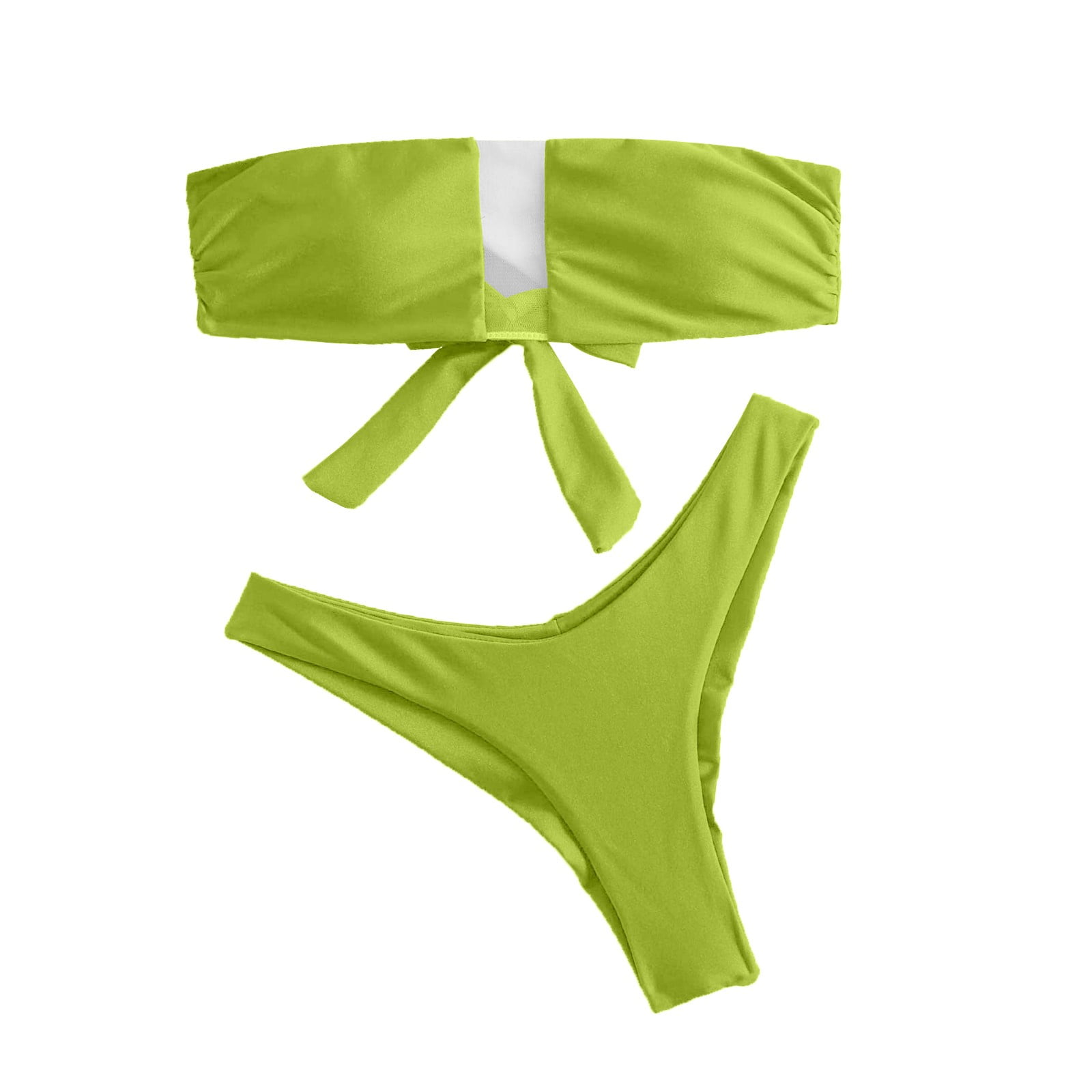 Women's 2 Piece Swimsuit Strapless High Waisted Thong Bikini Set ...