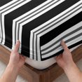 thumbnail image 3 of Full Size Fitted Sheet Set - Black Striped 3 Piece Bedding Sets 16" Deep Pocket Fitted Sheet with 2 Pillowcases, Minimalist Vertical Stripes Brushed Microfiber Hotel Luxury Bed Sheets, 3 of 9