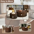 thumbnail image 6 of Gexpusm Nesting Coffee Table Set of 2, Handcraft Round Coffee Table with Small End Table, Solid Wood Accent Table for Living Room Bedroom Apartment, Walnut, 6 of 7