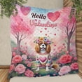 thumbnail image 3 of Hello Valentine’s Day Cavalier King Charles Spaniel Flower Crown Romantic Pink Floral Quilt Blanket Dog Lover Gifts Cozy Comforter Throw Blanket - 00031, 3 of 5