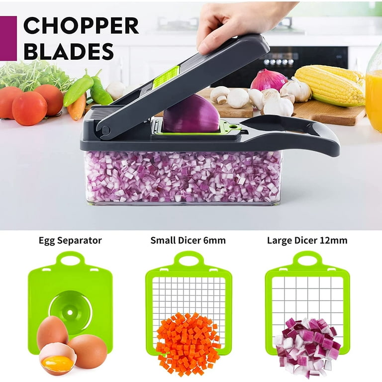Vegetable Chopper, Pro Onion Chopper, Multifunctional 13 in 1 Food Chopper,  Kitchen Vegetable Slicer Dicer Cutter,Veggie Chopper With 8 Blades,Carrot