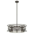thumbnail image 2 of Hunter - Langwood 4-light Onyx Bengal, Large Chandelier, Dimmable, Rustic Style, Drum Shaped, for Bedrooms, Dining, Living Rooms - 19331, 2 of 8