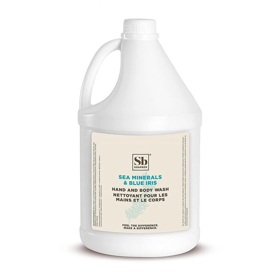 Soapbox Liquid Hand Soap & Body Wash, Sea Minerals & Blue Iris - Vegan, Hand Soap Refill, Gallon