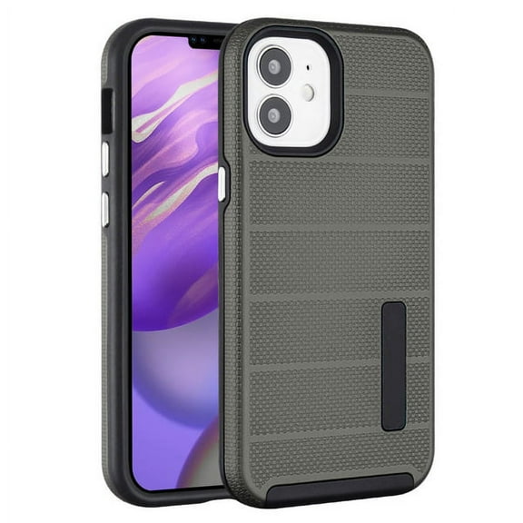 Apple iPhone 12 Pro, iPhone 12 /6.1" Phone Case [Shockproof] Hybrid Impact Heavy Duty Dual Layers Body Protective Textured Anti Slip Armor Rubber Rugged TPU Cover GRAY for Apple iPhone 12 /12 Pro