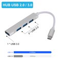 thumbnail image 1 of USB portátil tipo C HUB Extender 4 puertos Multi Splitter Adapter (Plata), 1 of 6