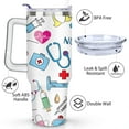 thumbnail image 3 of 40oz Funny Nurse Life Stainless Steel Flip Straw Tumbler Spill Proof Travel Cup Double Wall Vacuum Insulated Coffee Mug with Handle, 3 of 6