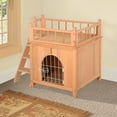 thumbnail image 4 of Pefilos 28" Outdoor Cat House with Lockable Wire Door, Stairs, Outside 2-Story Feral Cat Shelter, Indoor Kitty Condo, Orange, 4 of 8