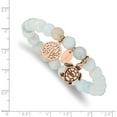 thumbnail image 4 of Chisel Stainless Steel Antiqued and Polished Rose IP-plated 8.2mm Blue/Grey Dyed Jade Beaded Stretch Bracelet - 6.25", 4 of 6
