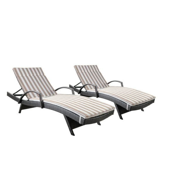 Lakeport Outdoor Wicker Lounge with Water Resistant Cushion (Set of 2)