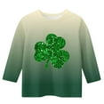 thumbnail image 3 of BLVB Boy Girl St Patricks Day T-Shirts Toddler Shamrock Clover Green 3/4 Sleeve Crewneck Tee Tops for Kids 3-13 Years, 3 of 4
