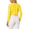 thumbnail image 3 of INSPIRE CHIC Women's Cropped Bolero Shrug Long Sleeve Crew Neck Lightweight Knit Cardigan XL Yellow, 3 of 6