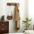 thumbnail image 7 of Wooden Coat Hooks Wall Mounted, Coat Rack Hanger Wall Mount with 5 Hooks, Modern Piano Coat Racks for Hanging Coats Keys Hats Towels Bags, Space-Saving Entryway Coat Rack, Walnut, 7 of 7